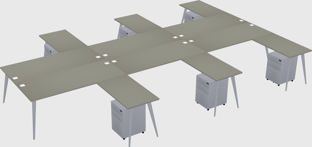 Shared l-shaped office desk system