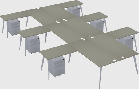 Shared l-shaped office desk system