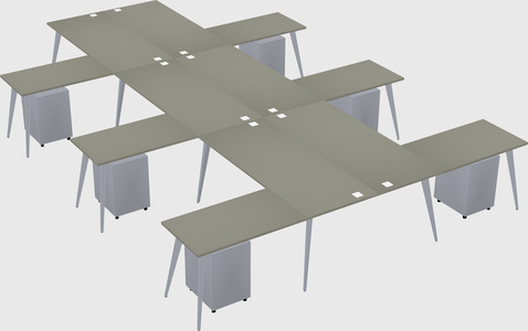 Shared l-shaped office desk system