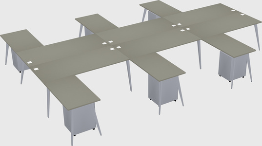 Shared l-shaped office desk system