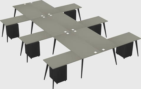 Shared l-shaped office desk system