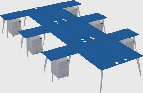 Shared l-shaped office desk system