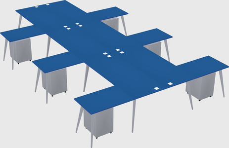 Shared l-shaped office desk system