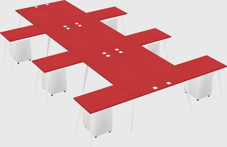 Shared l-shaped office desk system
