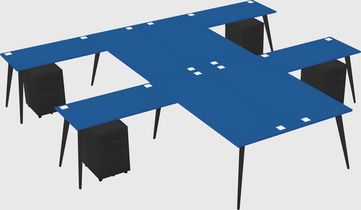 Shared l-shaped office desk system