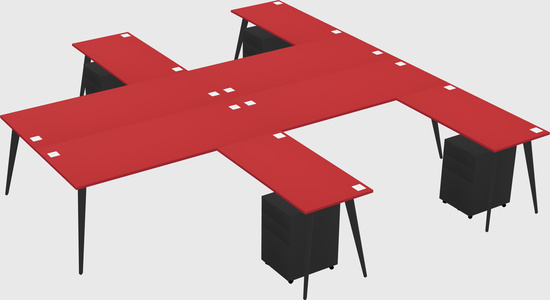 Shared L-shaped Office Desk System