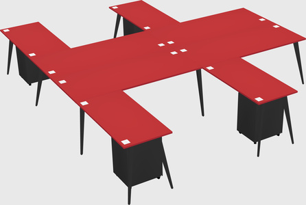 Shared l-shaped office desk system