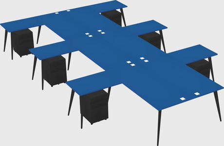 Shared l-shaped office desk system