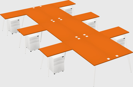 Shared l-shaped office desk system