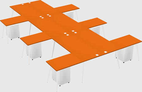 Shared l-shaped office desk system