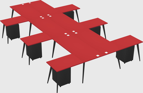 Shared l-shaped office desk system