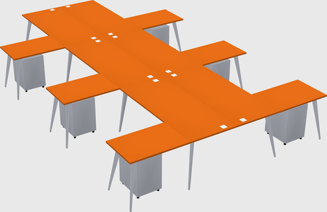Shared l-shaped office desk system
