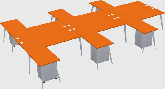 Shared l-shaped office desk system