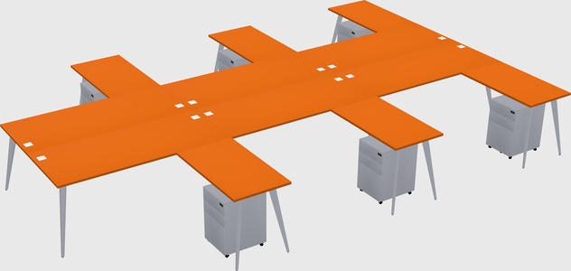Shared L-shaped Office Desk System