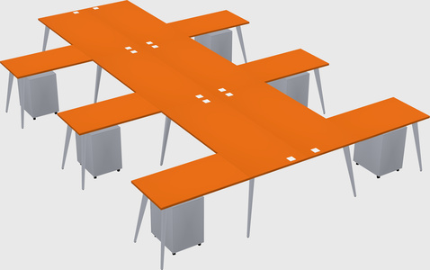Shared l-shaped office desk system