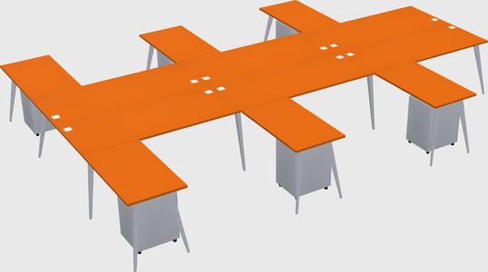 Shared l-shaped office desk system