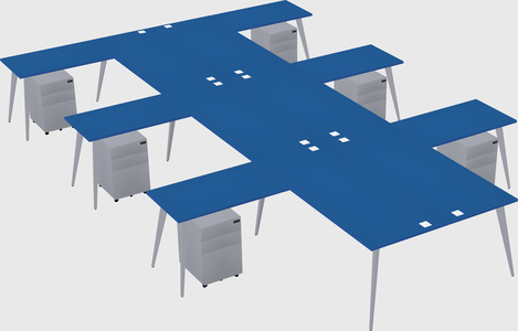 Shared l-shaped office desk system