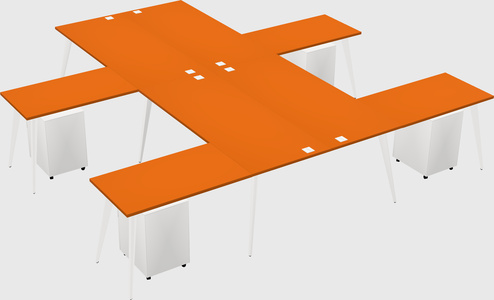 Shared l-shaped office desk system