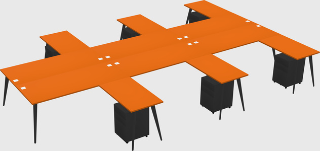 Shared L-shaped Office Desk System