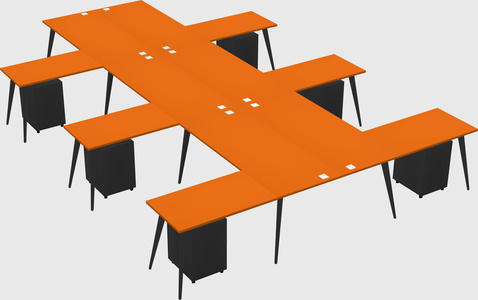 Shared l-shaped office desk system