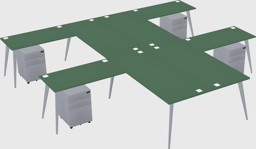 Shared l-shaped office desk system