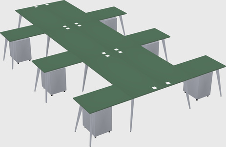 Shared l-shaped office desk system