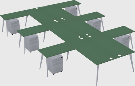 Shared l-shaped office desk system
