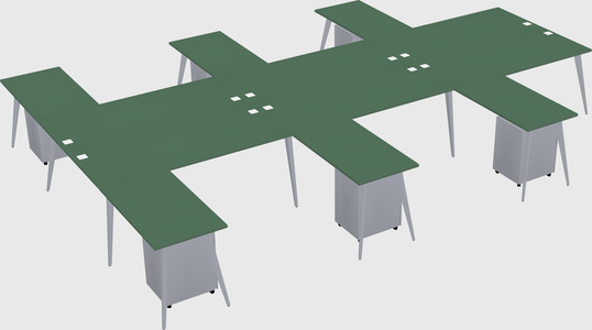 Shared l-shaped office desk system