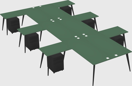 Shared l-shaped office desk system