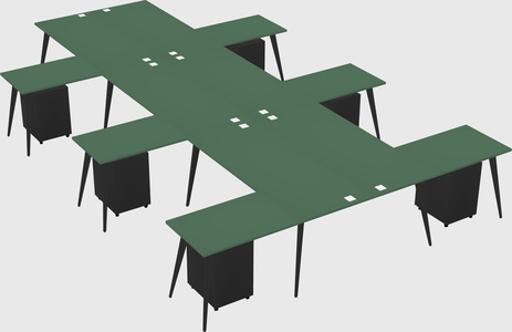 Shared l-shaped office desk system