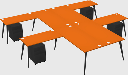 Shared l-shaped office desk system