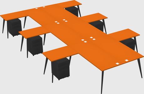 Shared l-shaped office desk system