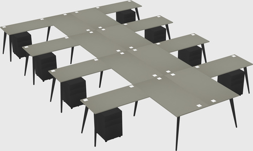 Shared l-shaped office desk system