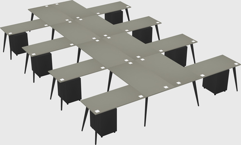 Shared l-shaped office desk system