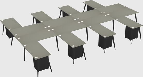 Shared l-shaped office desk system