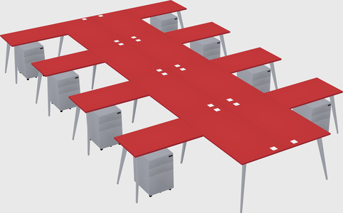 Shared l-shaped office desk system