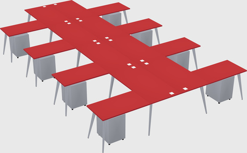Shared l-shaped office desk system