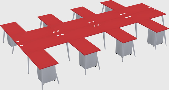 Shared l-shaped office desk system