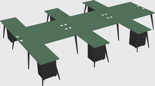 Shared l-shaped office desk system