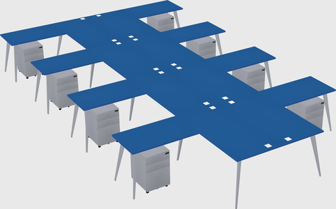 Shared l-shaped office desk system