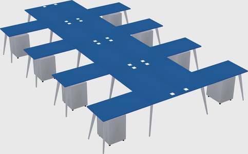 Shared l-shaped office desk system