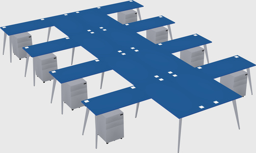 Shared l-shaped office desk system