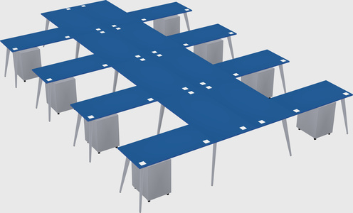 Shared l-shaped office desk system