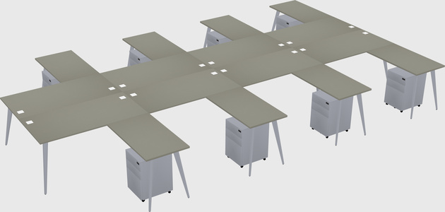 Shared L-shaped Office Desk System