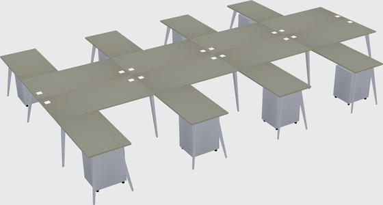 Shared l-shaped office desk system