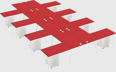 Shared l-shaped office desk system