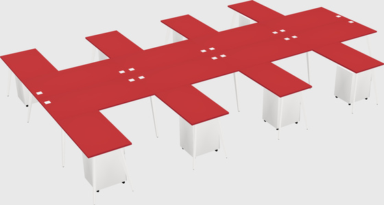 Shared l-shaped office desk system