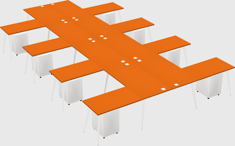 Shared l-shaped office desk system