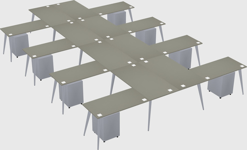 Shared l-shaped office desk system