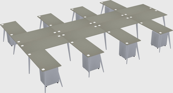 Shared l-shaped office desk system